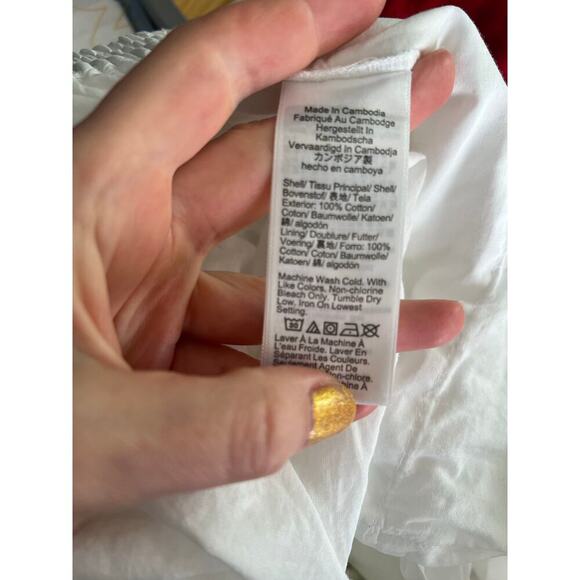 J.Crew Factory Women's L White Eyelet Skirt Midi Cotton Pockets Lined Floral - Picture 7 of 13